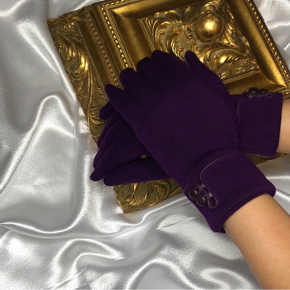 Women’s Purple Luxury Cotton Winter Gloves Touchscreen Compatible size Large